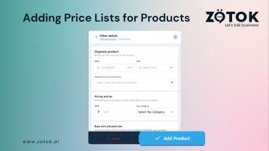 Adding Price Lists for Products